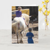 Carte Les deux filles Amish et leur cheval (Fleur jaune)