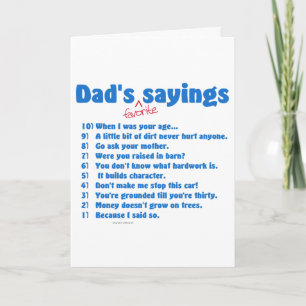 Carte Les dictons préférés de papa pour les cadeaux pour