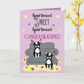 Carte Les félicitations de Boston Terrier pour son nouve (Fleur jaune)