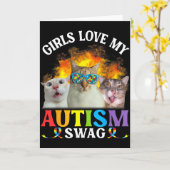 Carte Les filles aiment mon style d'autisme Mème de chat (Fleur jaune)