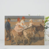 Carte Les filles équitation ânes sur la plage (Debout devant)