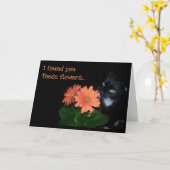 Carte Les Fleurs d'anniversaire du chat (Fleur jaune)