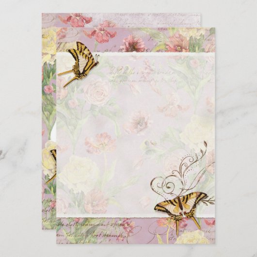 Carte Les Fleurs Pivoine Rose Tulipe Floral Fleurs Maria (Devant / Derrière)