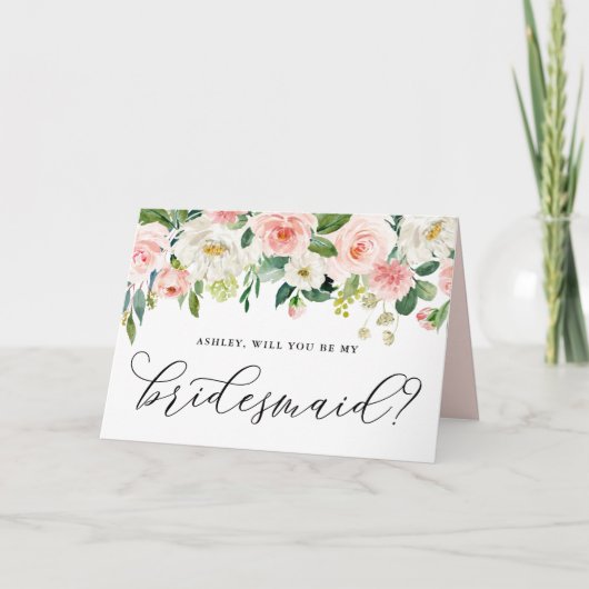 Carte Les Fleurs Roses Romantiques Serez-Vous Ma Porte-M (Devant)