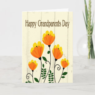 Carte Les Flowers orange et jaune pour le Grand Parents