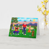 Carte Les golfeurs de dessin animé - Pour l'amour du gol (Fleur jaune)