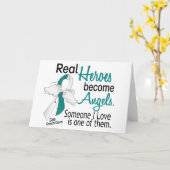 Carte Les héros deviennent des anges Cancer du col de l' (Fleur jaune)