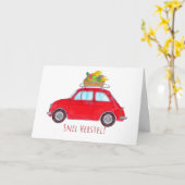 Carte Les Hollandais vont bien Red Retro Fiat 500 (Fleur jaune)