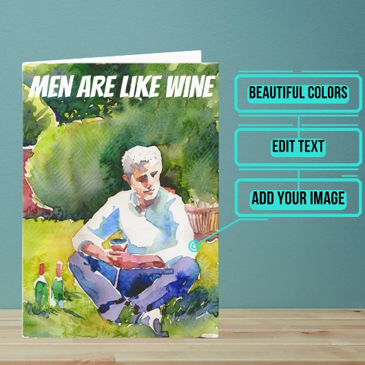 Carte Les Hommes Sont Comme L'Aquarelle De Vin