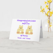 Carte Les jumeaux de baptême de félicitations ajoutent (Fleur jaune)