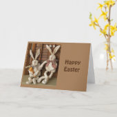 CARTE LES LAPINS MIGNONS VOUS DISENT "JOYEUSES PÂQUES" ! (Fleur jaune)
