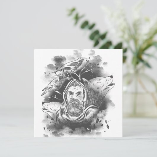 Carte Les loups d'Odin dessinés à la main (Debout devant)