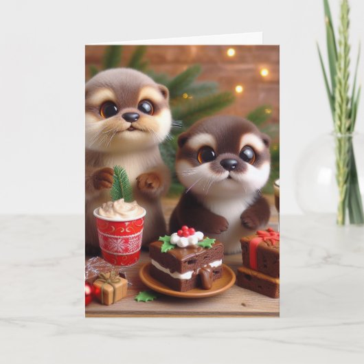 Carte Les loutres et les sucreries de Noël (Devant)