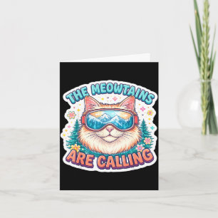 Carte Les meowtains appellent le skieur de ski de snowbo