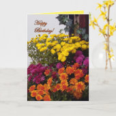 Carte Les mères orange, jaune et rose, joyeux anniversai (Fleur jaune)