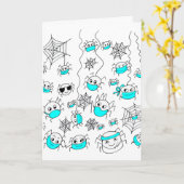 Carte Les mignons araignées dans les masques faciaux Des (Fleur jaune)