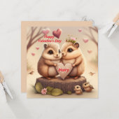 Carte Les mignons écureuils amoureux (Devant/Arrière en situation)