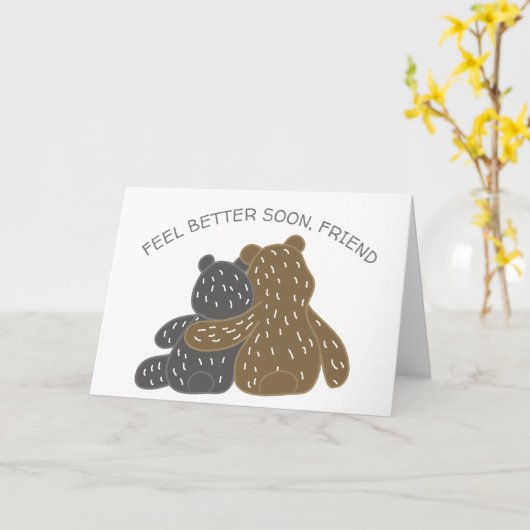 Carte Les Mignons Ours, Sentez-Vous Mieux Bientôt, L'Ami (Fleur jaune)