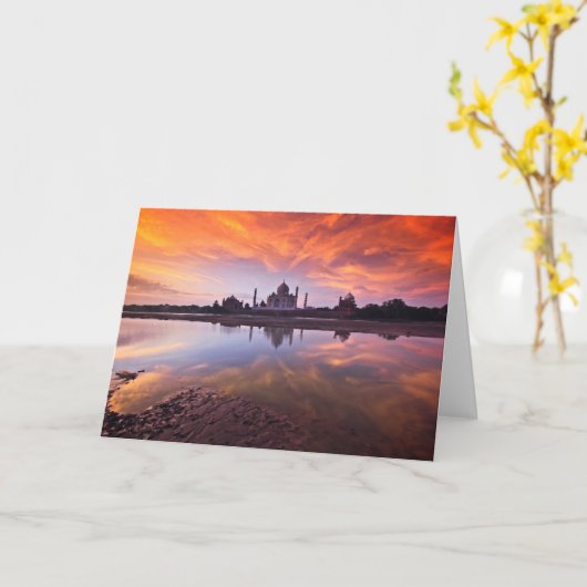 Carte Les monuments | Coucher de soleil de Taj Mahal (Fleur jaune)