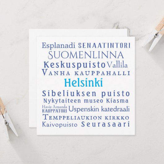 Carte Les monuments d'Helsinki (Devant/Arrière en situation)