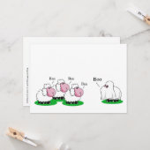 Carte Les moutons déguisés en fantôme d'Halloween allant (Devant/Arrière en situation)