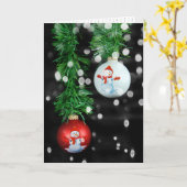 Carte Les ornements de Noël de Snowman avec guirlande (Fleur jaune)