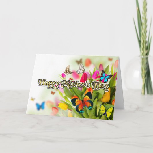 Carte Les papillons de la Fête des Mères tulipes (Devant)
