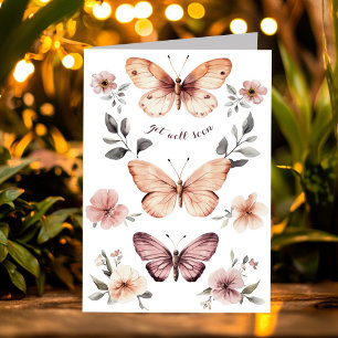 Carte Les papillons Floraux Aquarelles Se portent bien b
