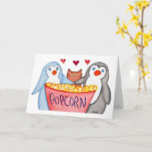 Carte Les pingouins adorent le pop-corn (Fleur jaune)