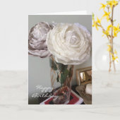 Carte Les pivoines dans un vase anniversaire (Fleur jaune)