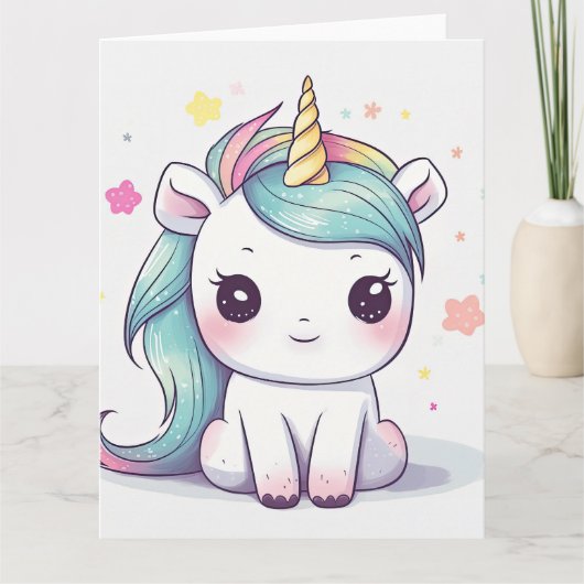 Carte Les plus adorables Pastel Kawaii Unicorn (Devant)