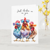 Carte Les poulets amusants se portent bien (Fleur jaune)