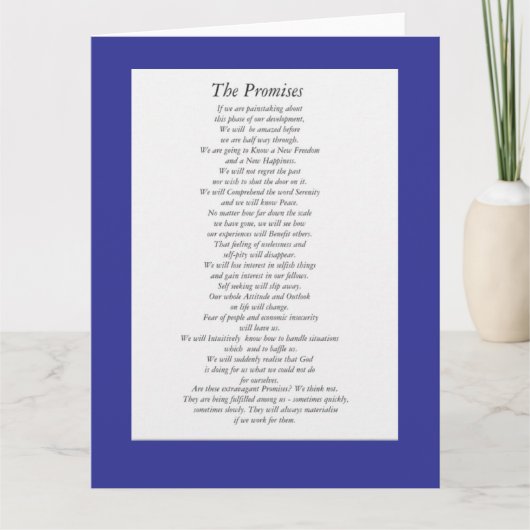 Carte Les promesses des AA (feuille de papier.) (Devant)