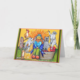 Carte Les Raccoons De La Ferme De Récolte D'Automne Font