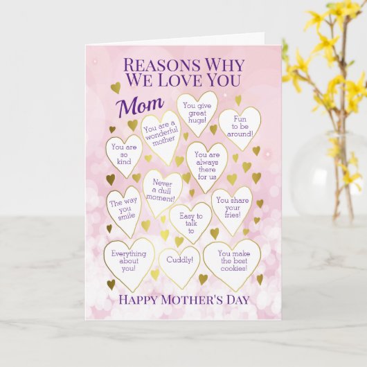 Carte Les raisons de la fête des mères pour lesquelles j (Fleur jaune)