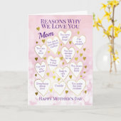 Carte Les raisons pour lesquelles je t'aime pour la fête (Fleur jaune)