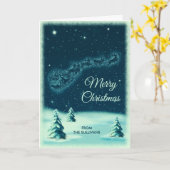 Carte Les rennes tirent Noël au Père Noël (Fleur jaune)