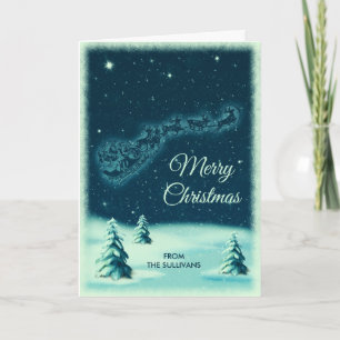 Carte Les rennes tirent Noël au Père Noël