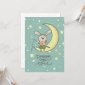 Carte Les rêves deviennent réalité | Lapin sur la Lune (Devant/Arrière en situation)