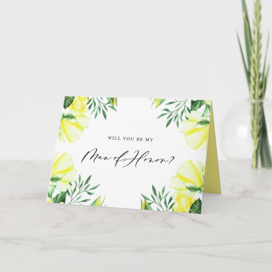 Carte Les Roses d'aquarelle jaune devenir mon homme d'ho (Devant)