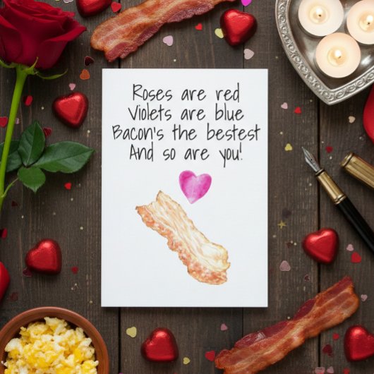 Carte Les Roses de Bacon sont Red Funny Valentine's Day