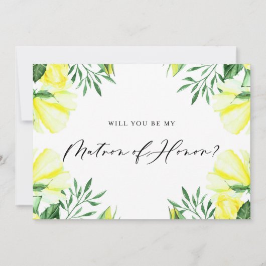 Carte Les Roses de l'aquarelle jaune deviennent mon maît (Devant)