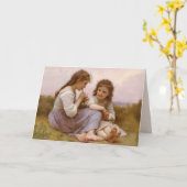 Carte Les soeurs et la musique à la flute de Bouguereau (Fleur jaune)