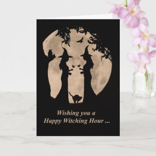 Carte Les sorcières et le vin heureux Halloween