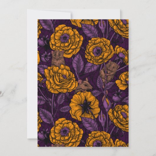 Carte Les souris font la fête en orange et violet (Devant)