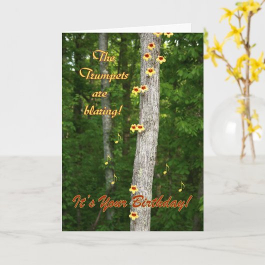 Carte Les trompettes sont en larmes / C'est ton annivers (Fleur jaune)