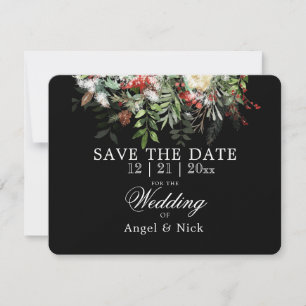 Carte Les verts de Noël sur le noir SAVE LE Mariage DATE