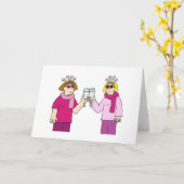Carte Lesbian Couple, Félicitations Dessin amusant (Fleur jaune)