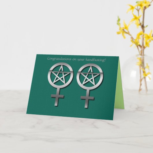 Carte lesbienne argentée de Wiccan Handfasting (Fleur jaune)