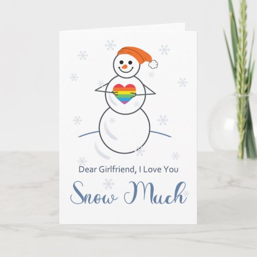 Carte Lesbienne petite amie Valentine mignonne Snowman & (Devant)